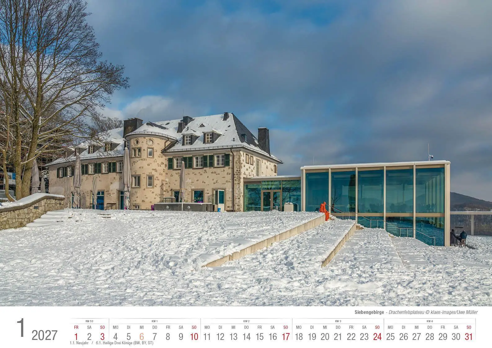 Bild: 9783965352780 | Siebengebirge 2027 Bildkalender A3 quer, spiralgebunden | Holger Klaes