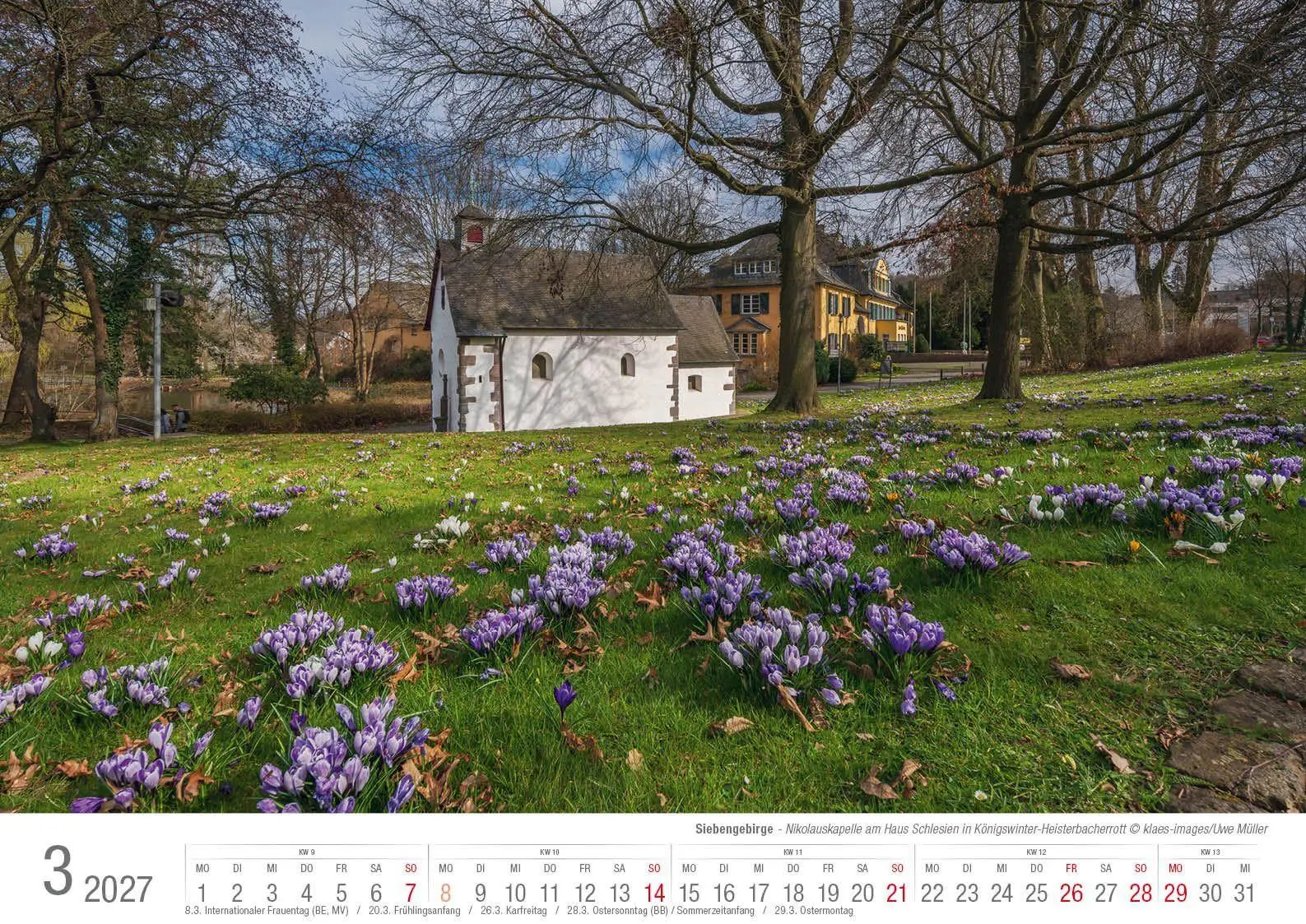 Bild: 9783965352780 | Siebengebirge 2027 Bildkalender A3 quer, spiralgebunden | Holger Klaes
