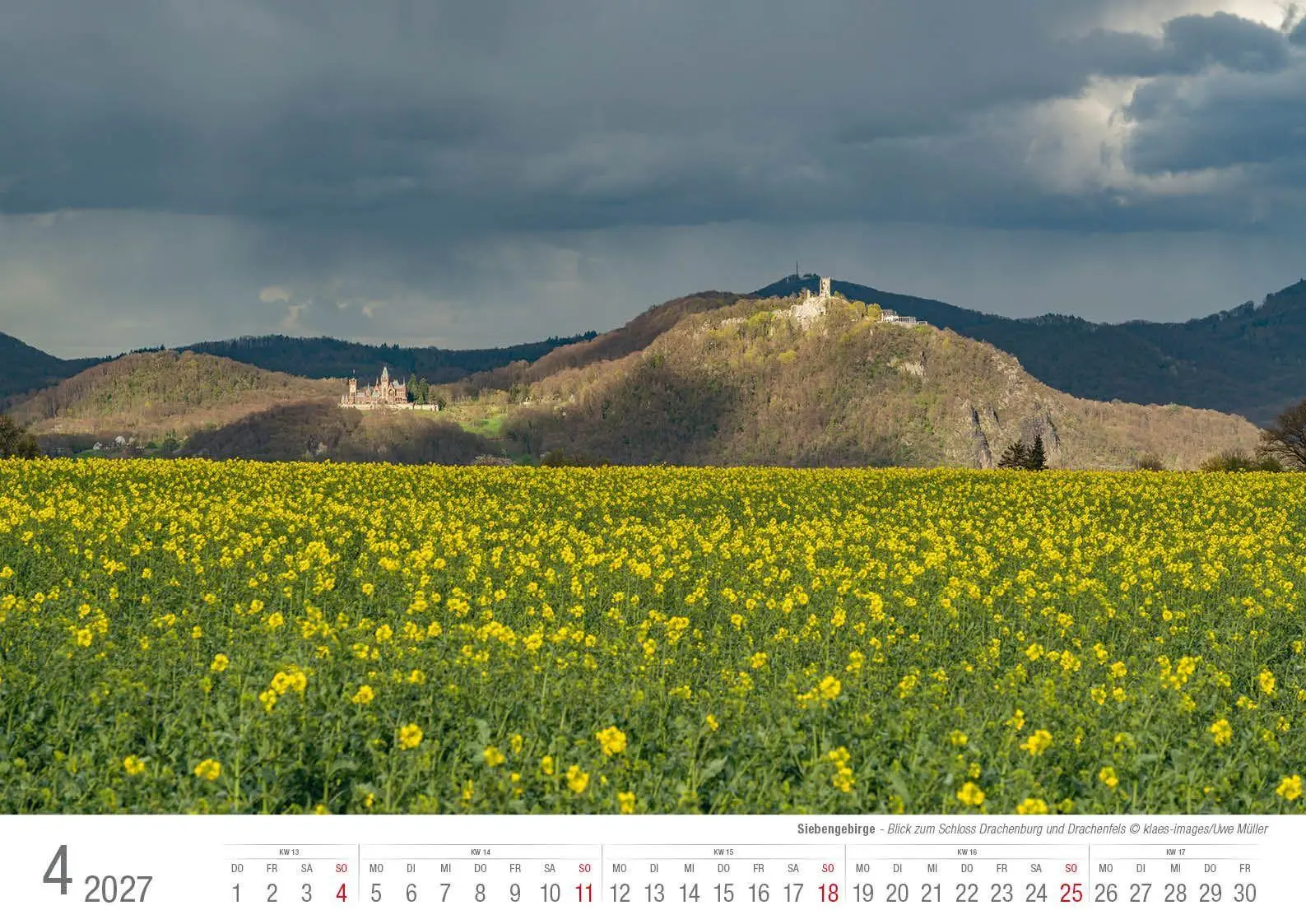 Bild: 9783965352780 | Siebengebirge 2027 Bildkalender A3 quer, spiralgebunden | Holger Klaes