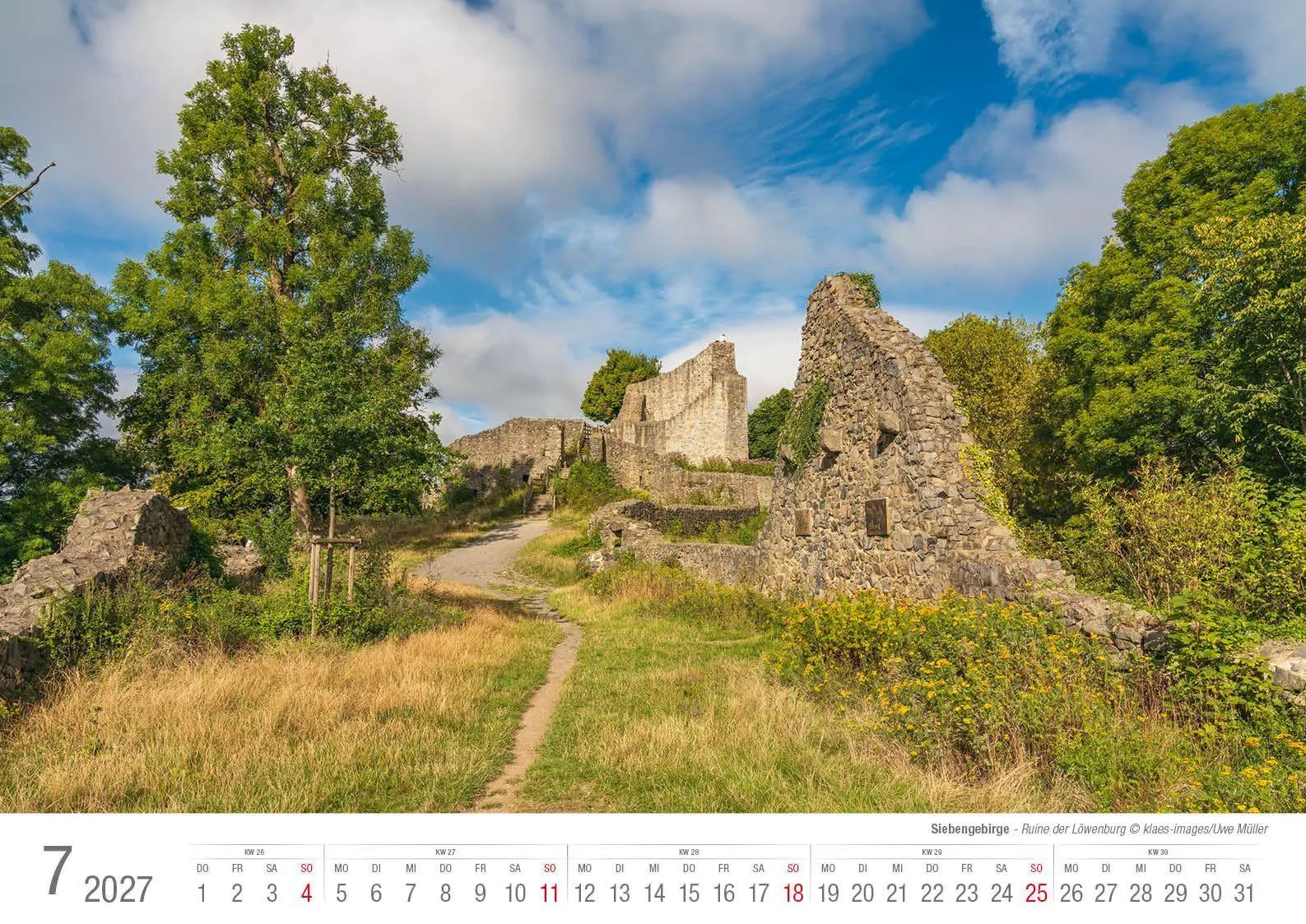 Bild: 9783965352780 | Siebengebirge 2027 Bildkalender A3 quer, spiralgebunden | Holger Klaes