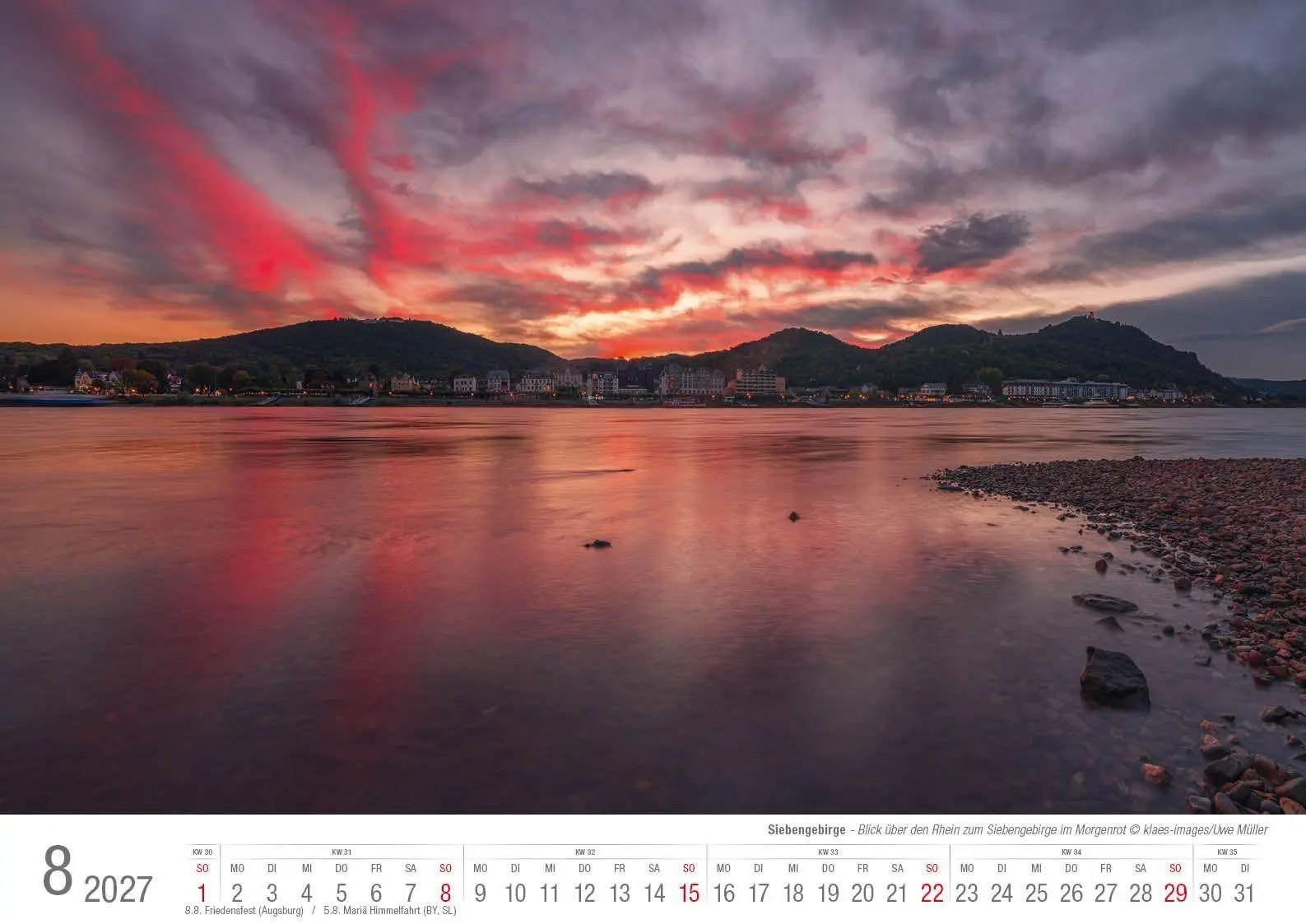 Bild: 9783965352780 | Siebengebirge 2027 Bildkalender A3 quer, spiralgebunden | Holger Klaes