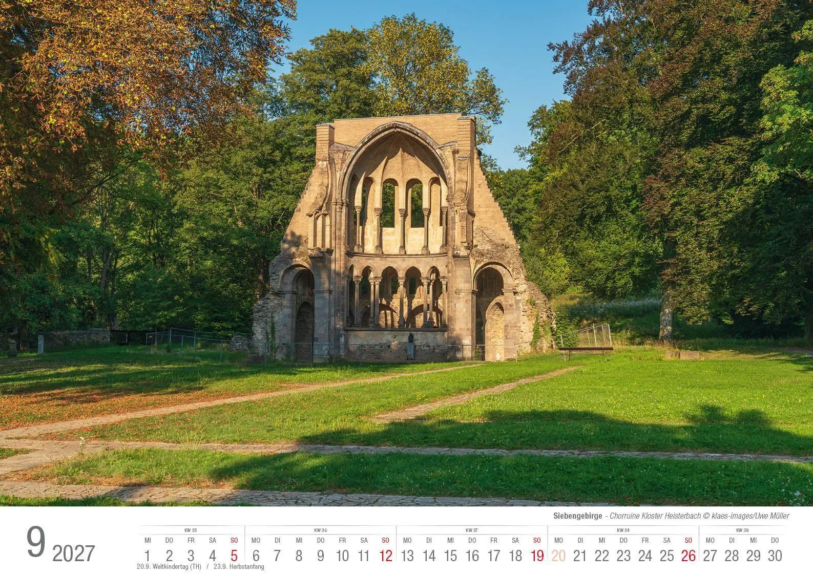 Bild: 9783965352780 | Siebengebirge 2027 Bildkalender A3 quer, spiralgebunden | Holger Klaes