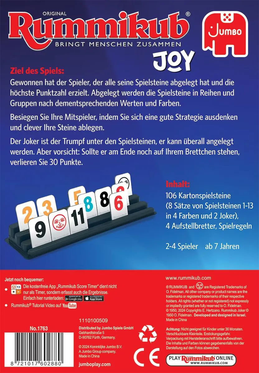 Bild: 8721017602880 | Original Rummikub - Joy | Spiel | Deutsch | 2025 | Jumbo Spiele GmbH