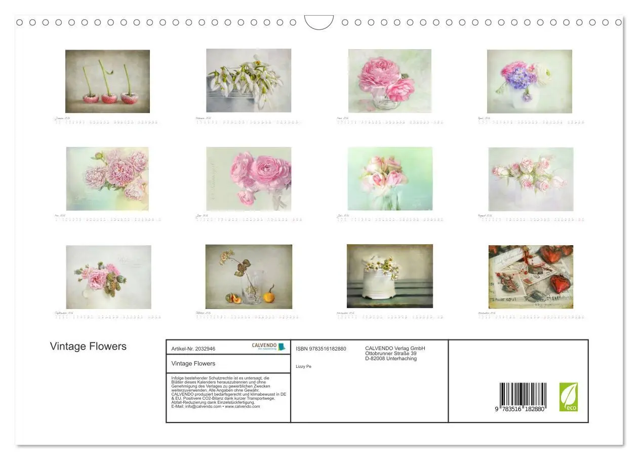 Bild: 9783516182880 | Vintage Flowers (Wandkalender 2026 DIN A3 quer), CALVENDO...