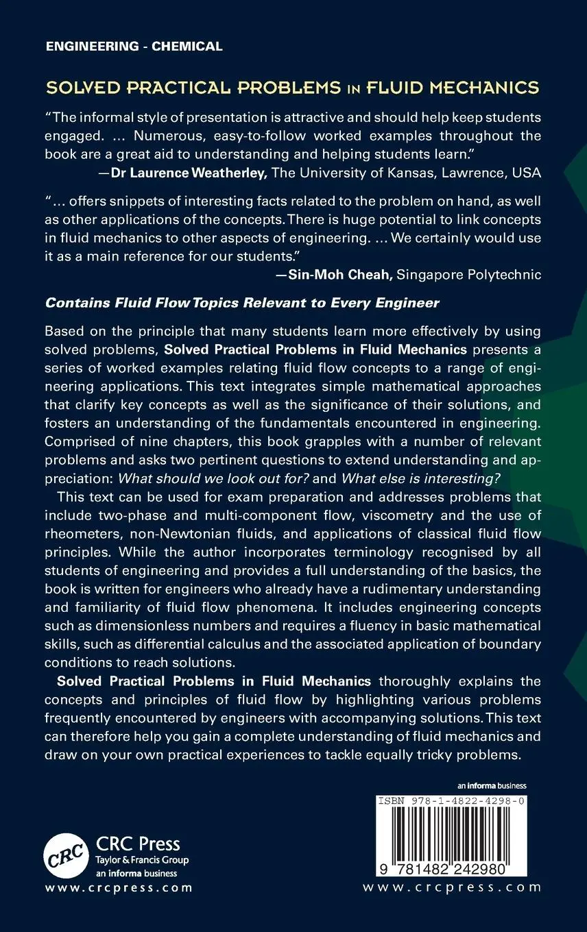 Rückseite: 9781482242980 | Solved Practical Problems in Fluid Mechanics | Carl J. Schaschke