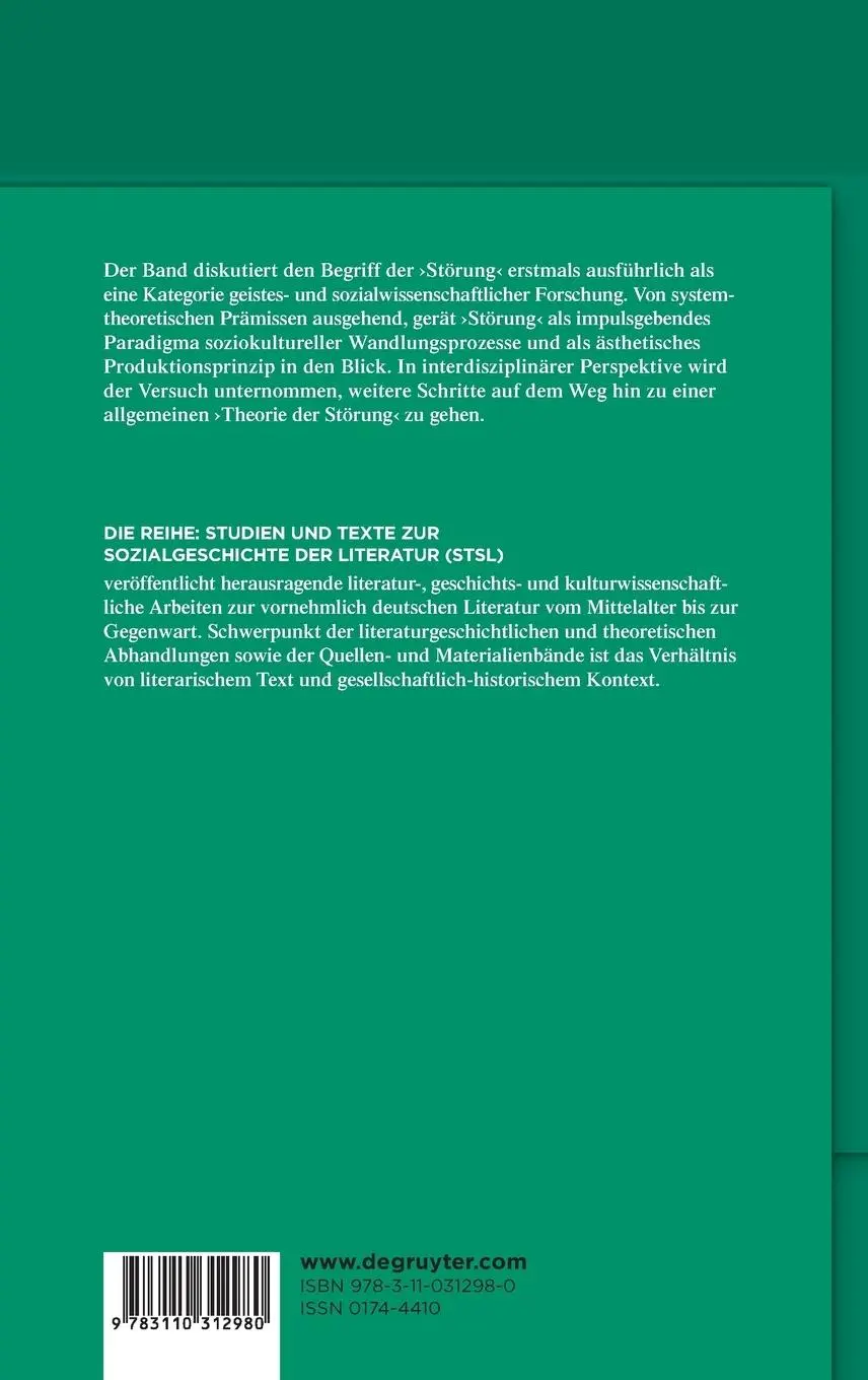 Rückseite: 9783110312980 | Das 'Prinzip Störung' in den Geistes- und Sozialwissenschaften | Buch