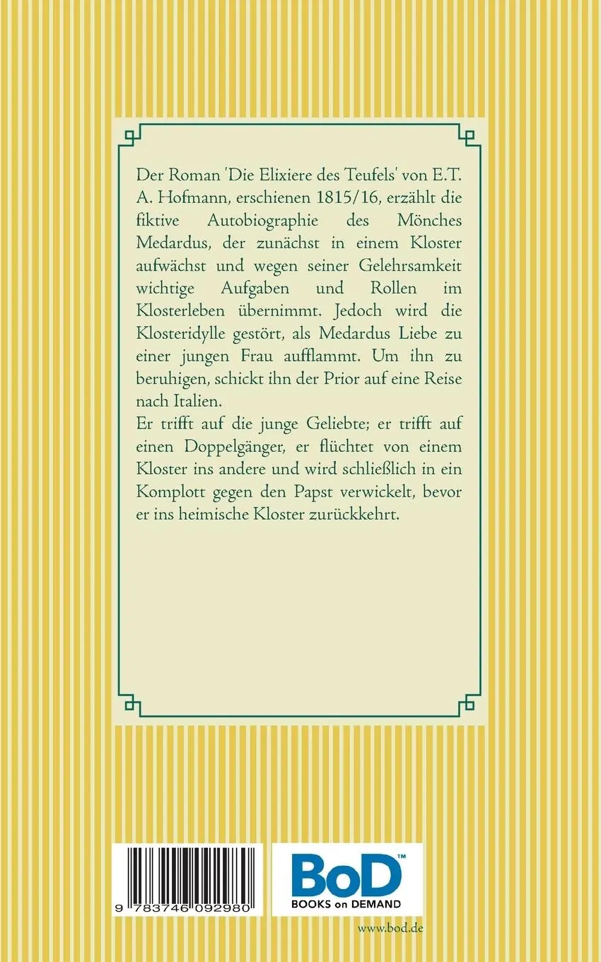 Rückseite: 9783746092980 | Die Elixiere des Teufels | E. T. A. Hoffmann | Taschenbuch | 284 S.