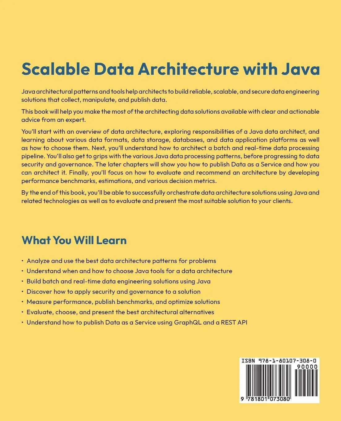 Rückseite: 9781801073080 | Scalable Data Architecture with Java | Sinchan Banerjee | Taschenbuch