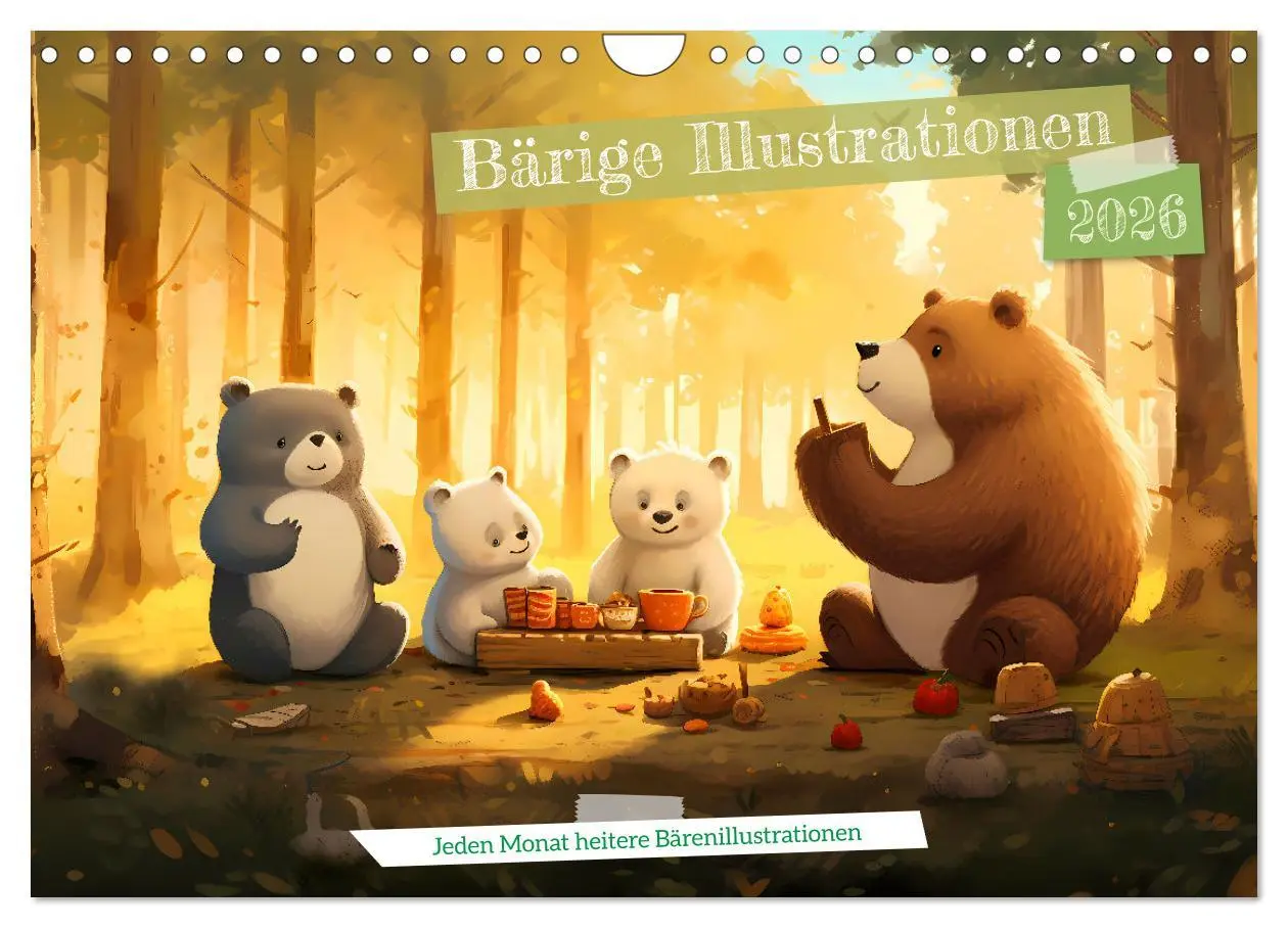 Cover: 9783457353080 | Bärige Illustrationen (Wandkalender 2026 DIN A4 quer), CALVENDO...