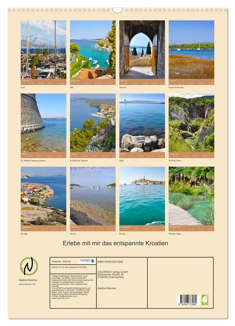 Bild: 9783516373080 | Erlebe mit mir das entspannte Kroatien (Wandkalender 2026 DIN A2...