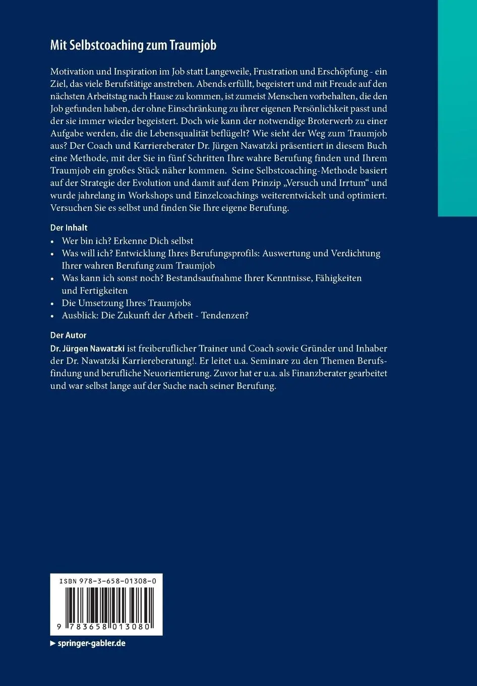 Rückseite: 9783658013080 | Mit Selbstcoaching zum Traumjob | Jürgen Nawatzki | Taschenbuch | xii