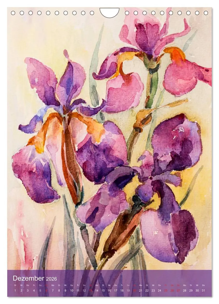 Bild: 9783516433180 | Karl Sock Blumenaquarelle (Wandkalender 2026 DIN A4 hoch), CALVENDO...