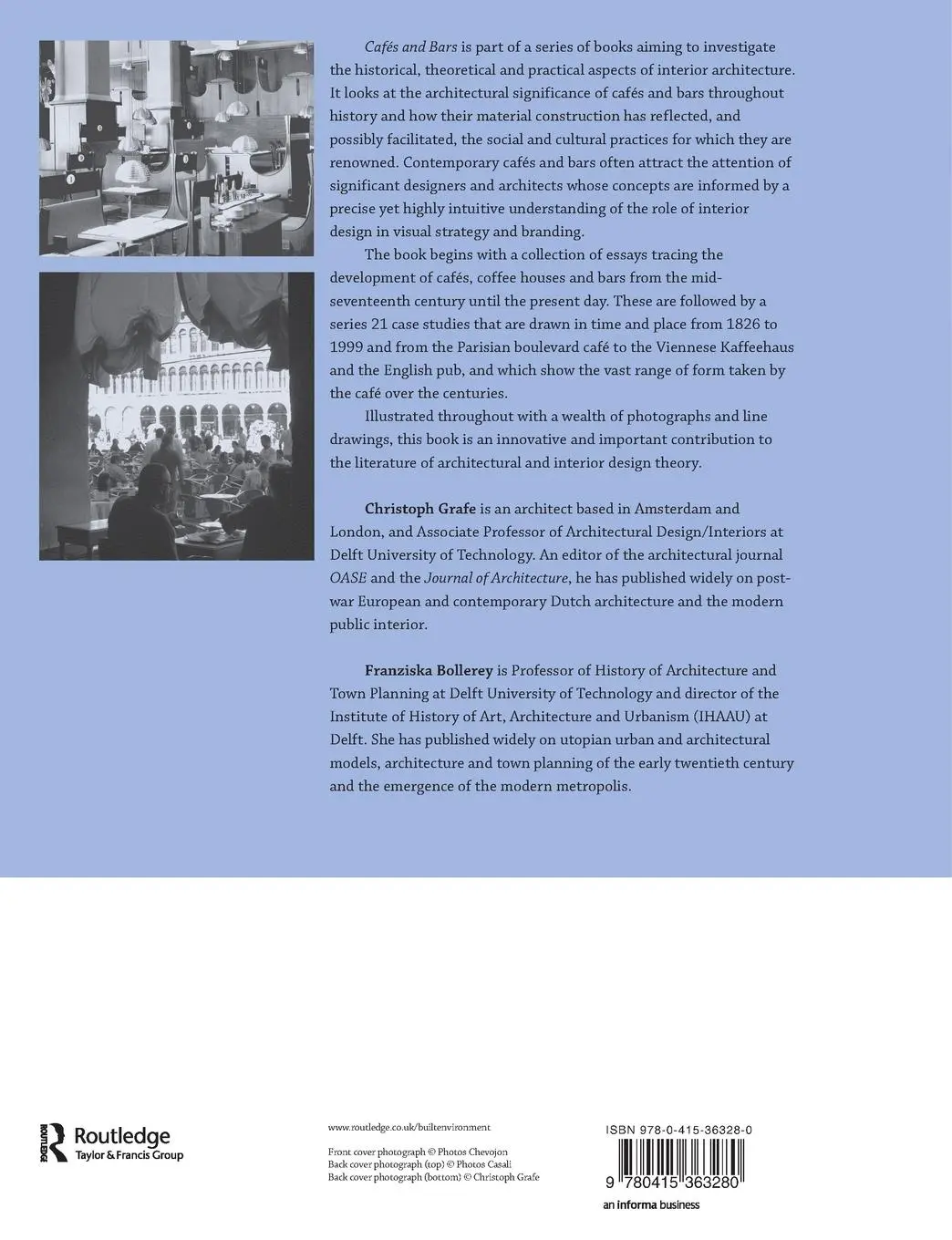 Rückseite: 9780415363280 | Cafes and Bars | The Architecture of Public Display | Grafe (u. a.)