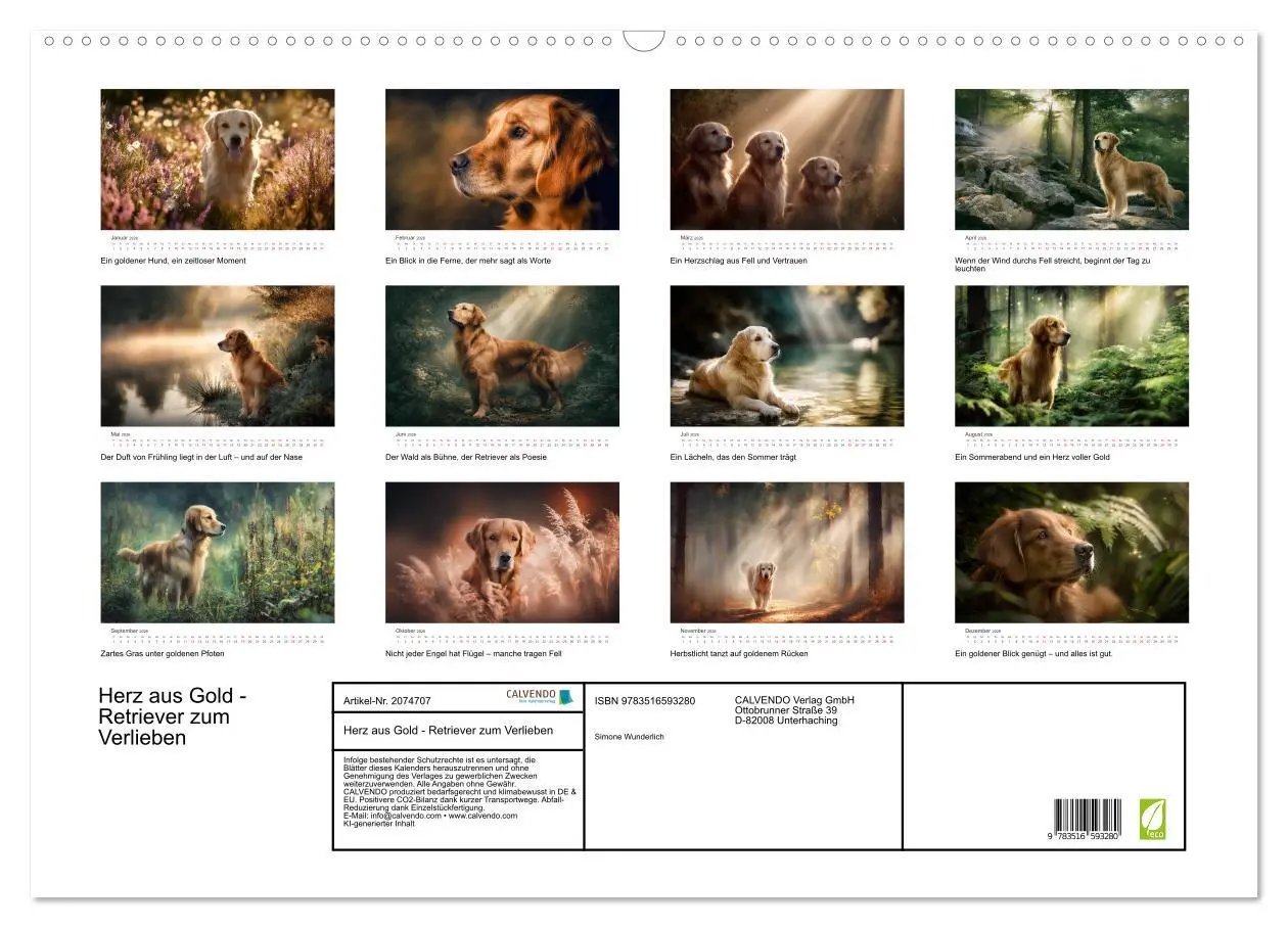 Bild: 9783516593280 | Herz aus Gold - Retriever zum Verlieben (Wandkalender 2026 DIN A2...