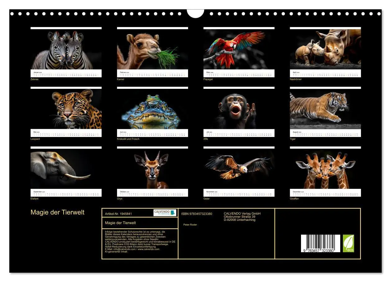 Bild: 9783457323380 | Magie der Tierwelt (Wandkalender 2026 DIN A3 quer), CALVENDO...