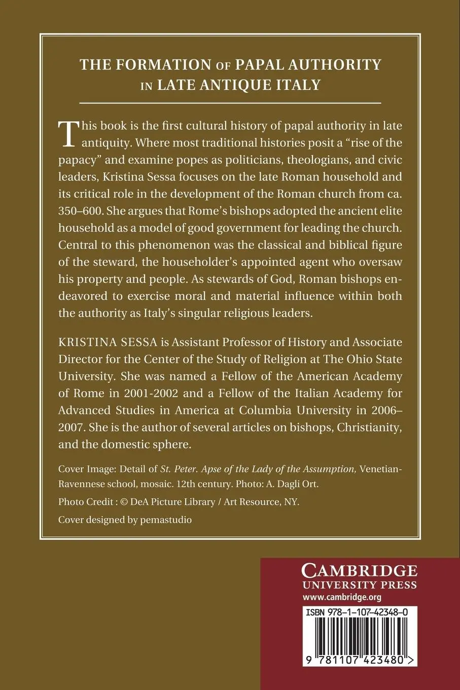 Rückseite: 9781107423480 | The Formation of Papal Authority in Late Antique Italy | Sessa | Buch