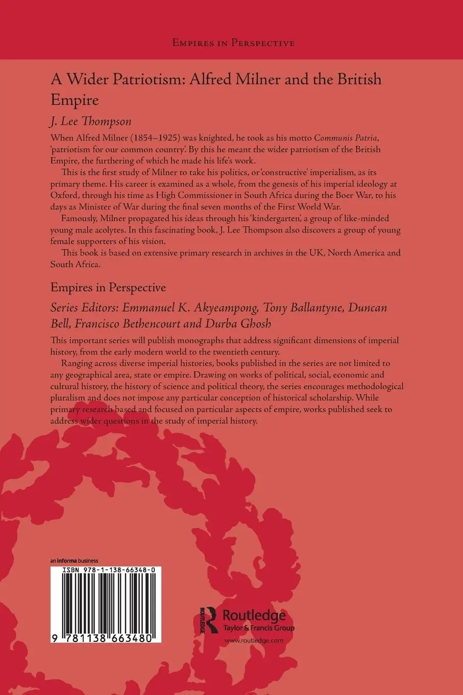 Rückseite: 9781138663480 | A Wider Patriotism | Alfred Milner and the British Empire | Thompson
