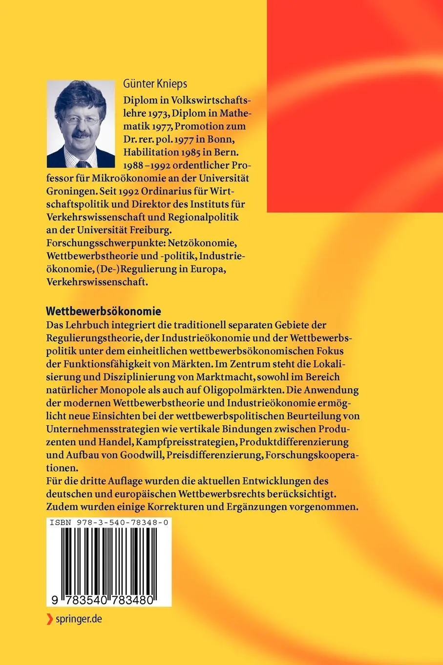 Rückseite: 9783540783480 | Wettbewerbsökonomie | Günter Knieps | Taschenbuch | xx | Deutsch
