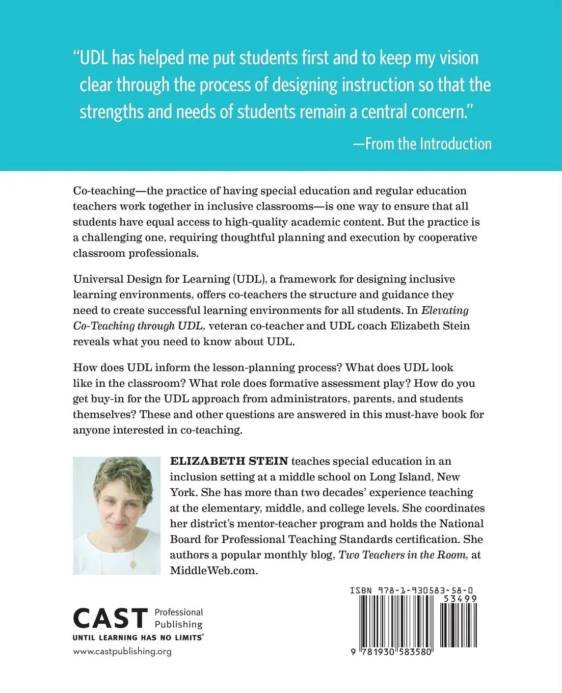 Rückseite: 9781930583580 | Elevating Co-Teaching through Universal Design for Learning | Stein