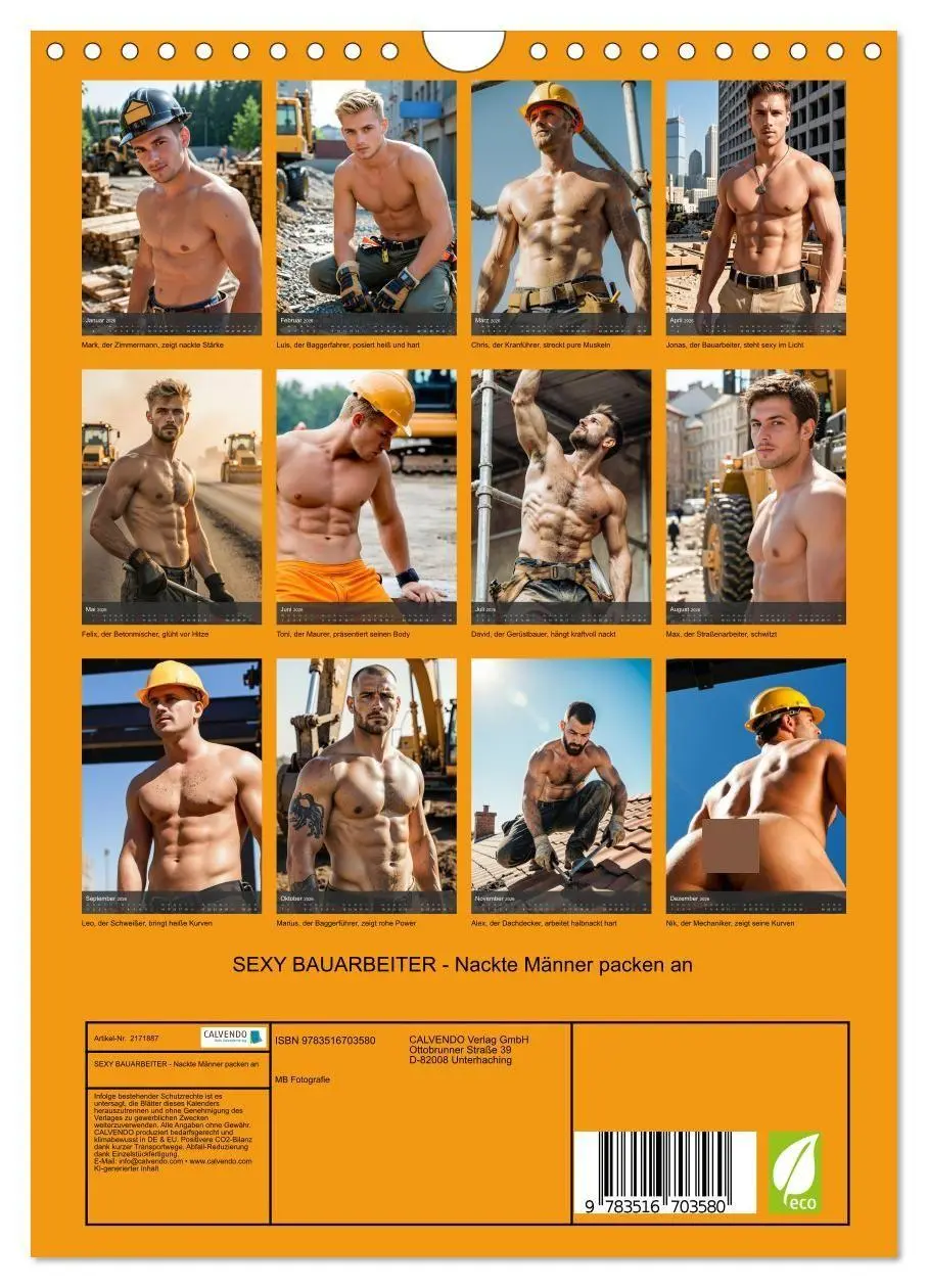 Bild: 9783516703580 | SEXY BAUARBEITER - Nackte Männer packen an (Wandkalender 2026 DIN...