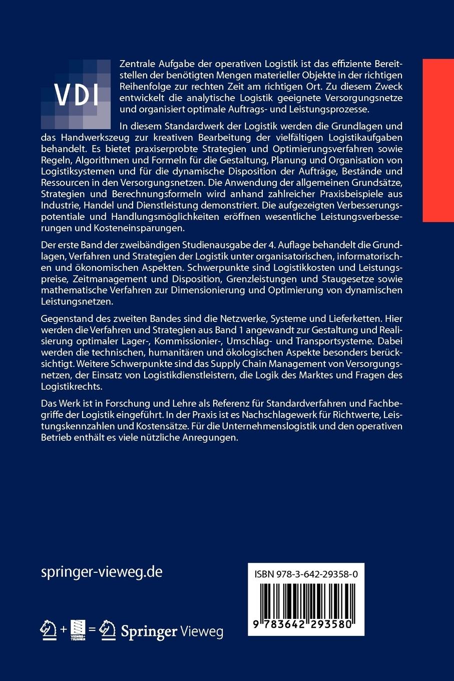 Rückseite: 9783642293580 | Logistik 1 | Grundlagen, Verfahren und Strategien | Timm Gudehus