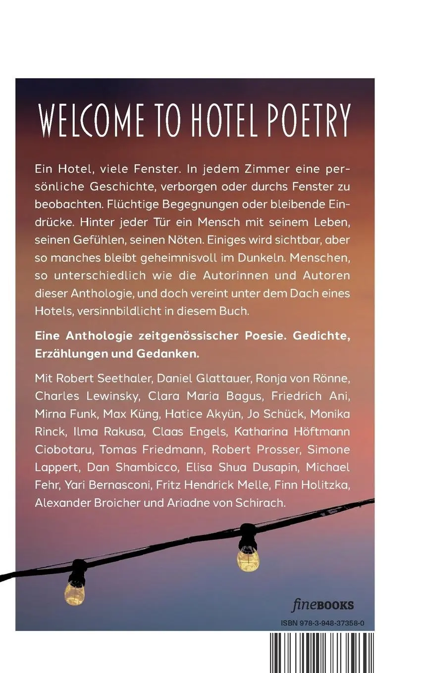 Rückseite: 9783948373580 | Hotel Poetry | Sunset Edition | Daniel Glattauer (u. a.) | Taschenbuch