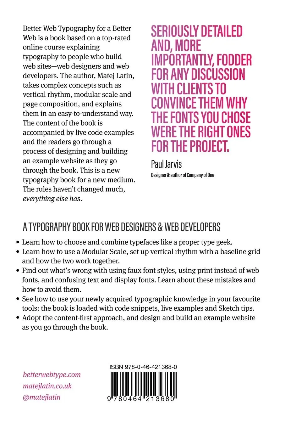 Rückseite: 9780464213680 | Better Web Typography for a Better Web (Second Edition) | Matej Latin
