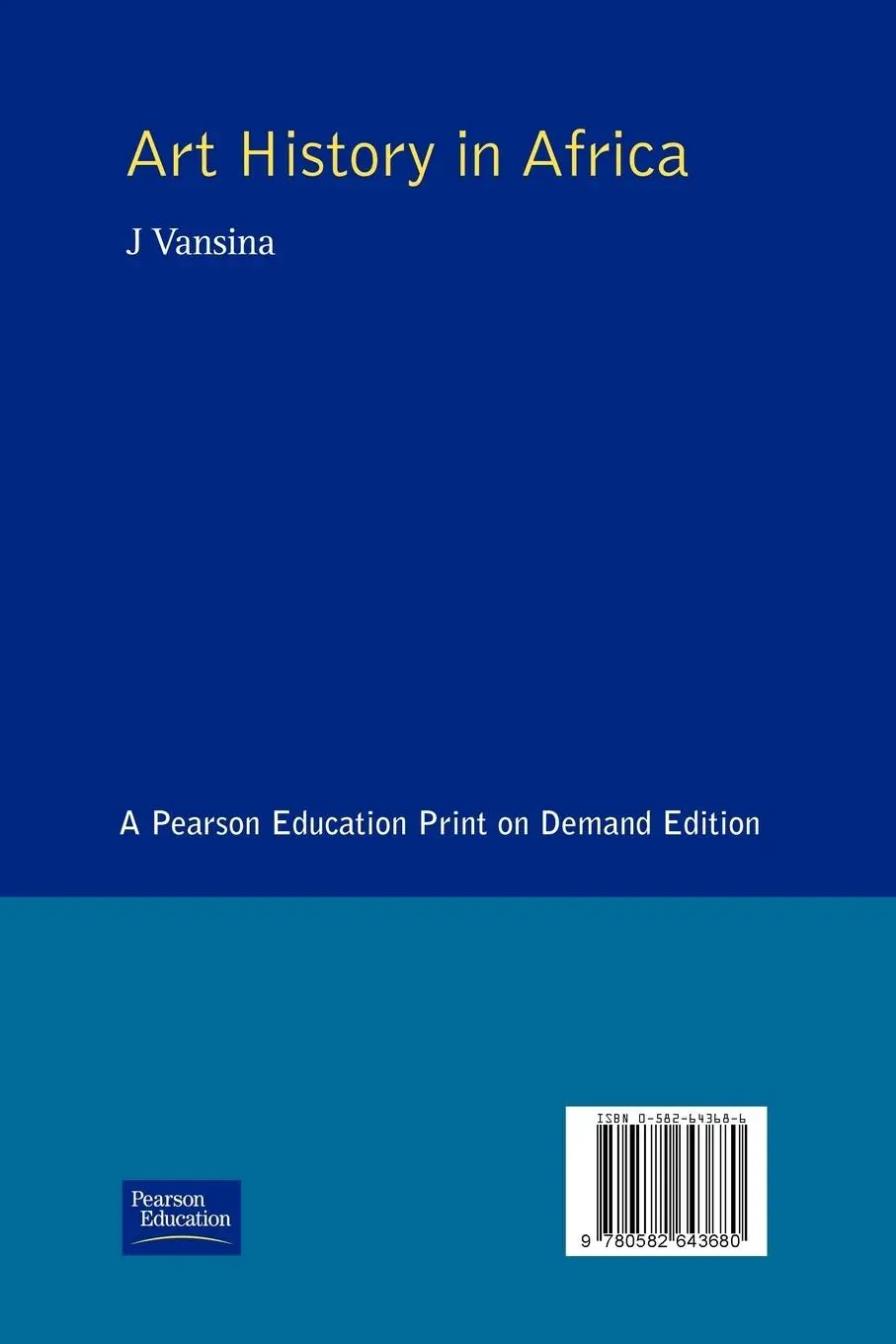 Rückseite: 9780582643680 | Art History in Africa | J. Vansina | Taschenbuch | Englisch | 1984