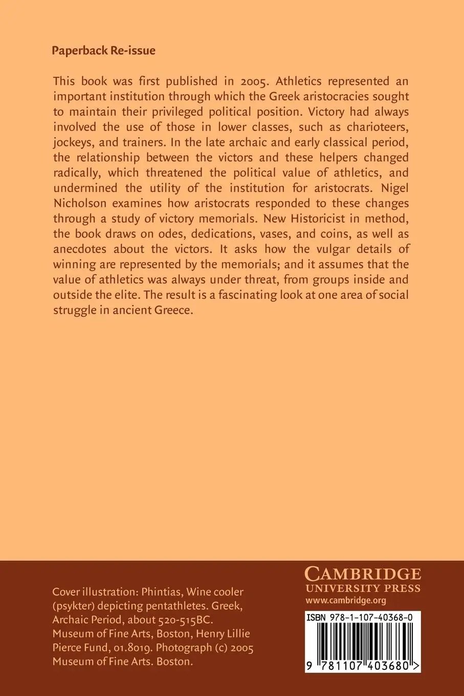 Rückseite: 9781107403680 | Aristocracy and Athletics in Archaic and Classical Greece | Nicholson