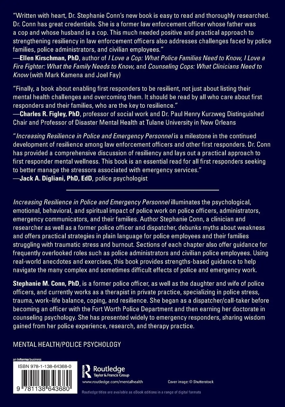 Rückseite: 9781138643680 | Increasing Resilience in Police and Emergency Personnel | Conn | Buch