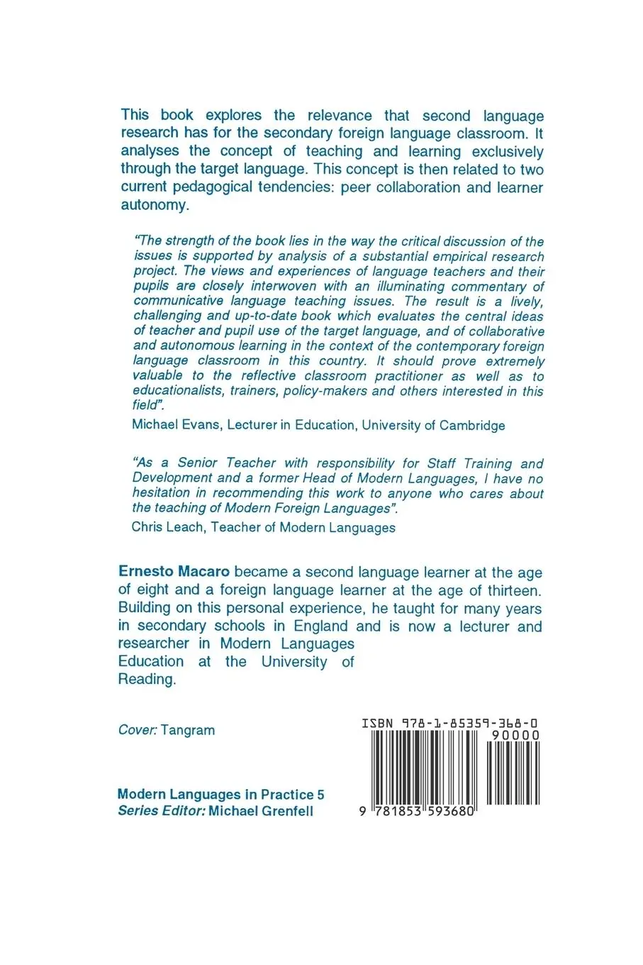 Rückseite: 9781853593680 | Target Language, Collaborative Learning and Autonomy | Ernesto Macaro