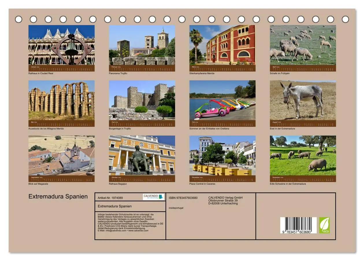 Bild: 9783457603680 | Extremadura Spanien (Tischkalender 2026 DIN A5 quer), CALVENDO...