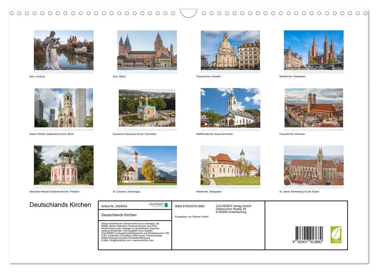 Bild: 9783457913680 | Deutschlands Kirchen (Wandkalender 2026 DIN A3 quer), CALVENDO...