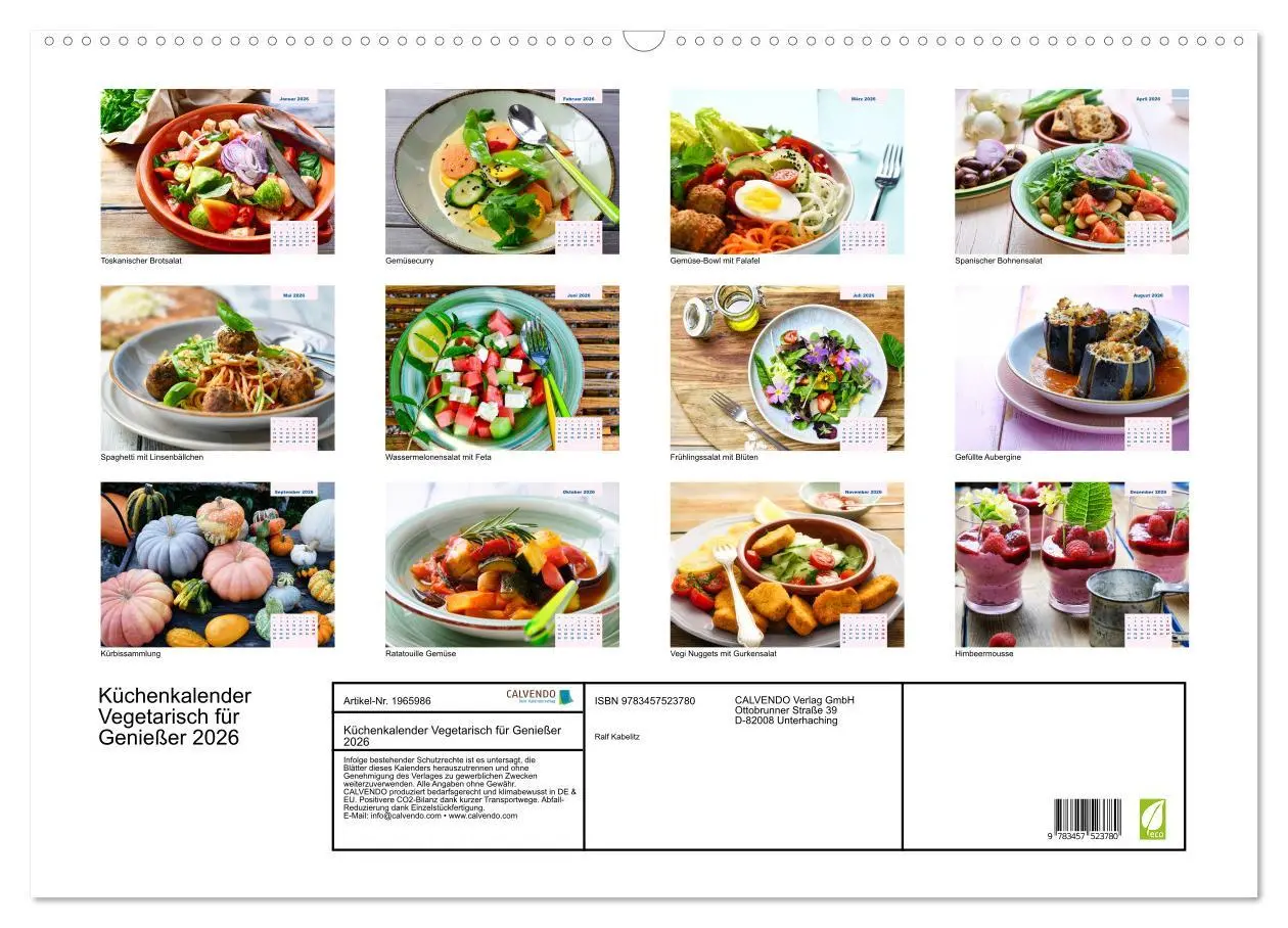 Bild: 9783457523780 | Küchenkalender Vegetarisch für Genießer 2026 (Wandkalender 2026 DIN...