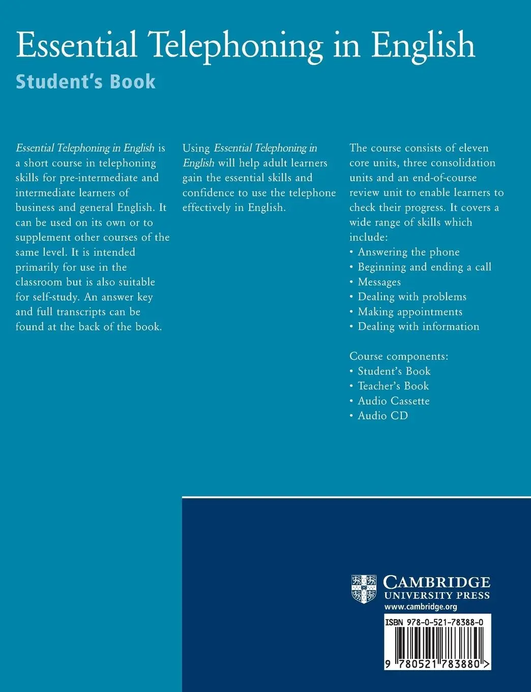 Rückseite: 9780521783880 | Essential Telephoning in English | Barbara Garside (u. a.) | Buch