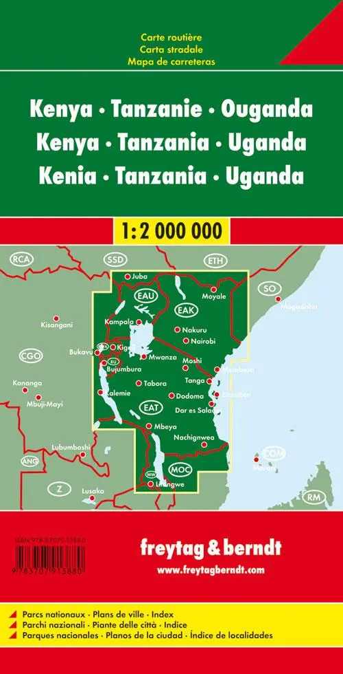 Rückseite: 9783707913880 | Kenya - Tansania - Uganda | (Land-)Karte | Karte/Landkarte | Deutsch