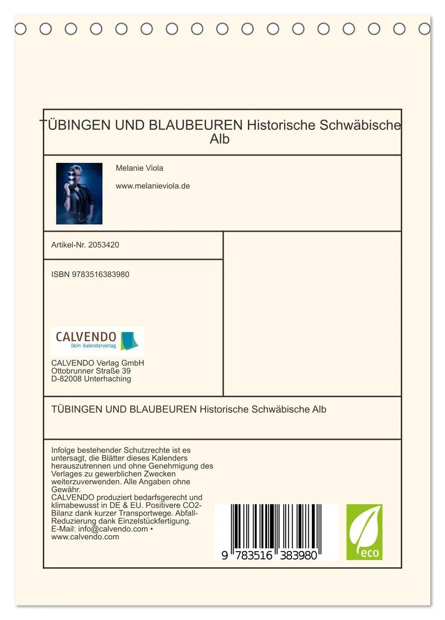 Bild: 9783516383980 | TÜBINGEN UND BLAUBEUREN Historische Schwäbische Alb (Tischkalender...