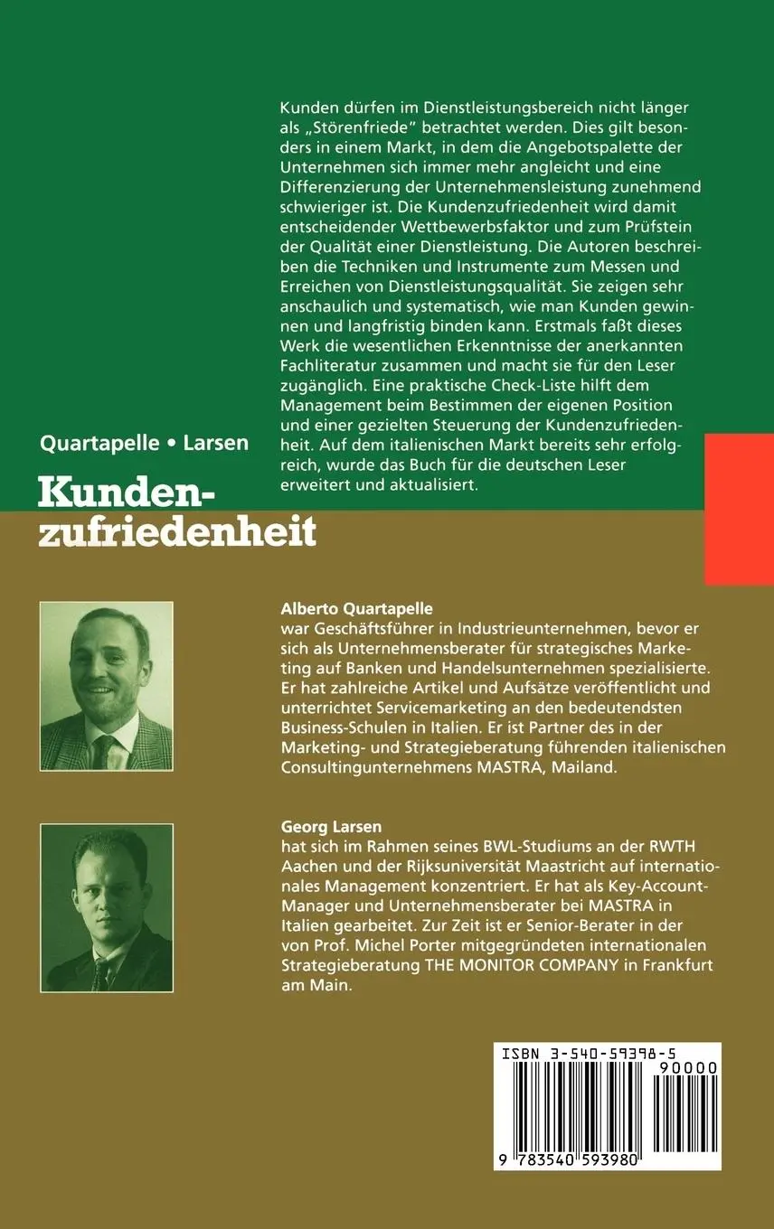 Rückseite: 9783540593980 | Kundenzufriedenheit | Alberto Q. Quartapelle (u. a.) | Buch | xi