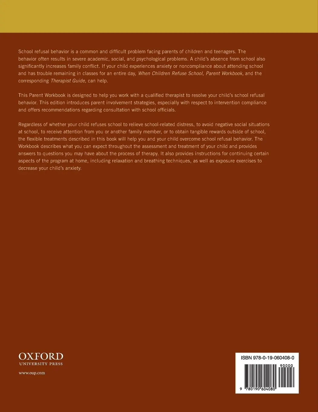 Rückseite: 9780190604080 | When Children Refuse School | Parent Workbook | Kearney (u. a.) | Buch