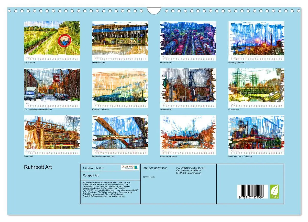 Bild: 9783457324080 | Ruhrpott Art (Wandkalender 2026 DIN A3 quer), CALVENDO Monatskalender
