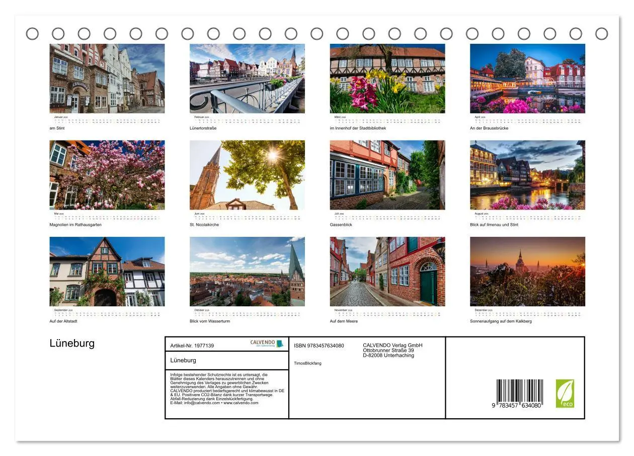 Bild: 9783457634080 | Lüneburg (Tischkalender 2026 DIN A5 quer), CALVENDO Monatskalender