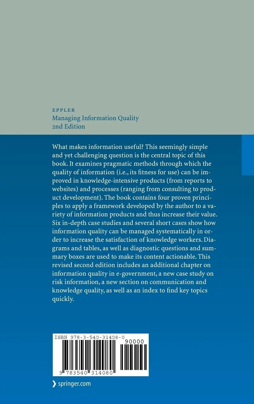 Rückseite: 9783540314080 | Managing Information Quality | Martin J. Eppler | Buch | xii | 2006