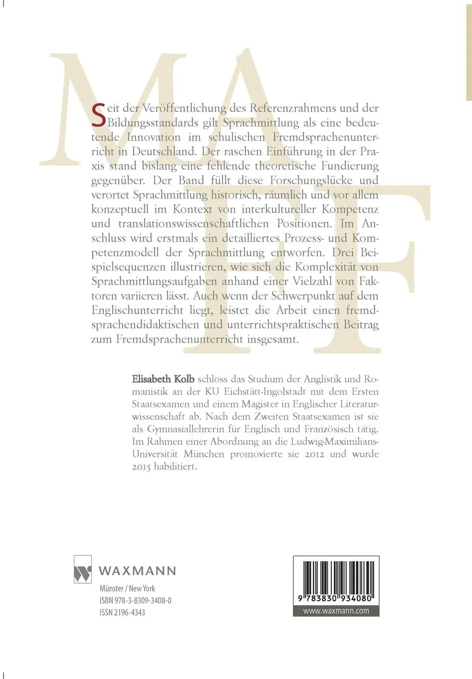 Rückseite: 9783830934080 | Sprachmittlung | Studien zur Modellierung einer komplexen Kompetenz