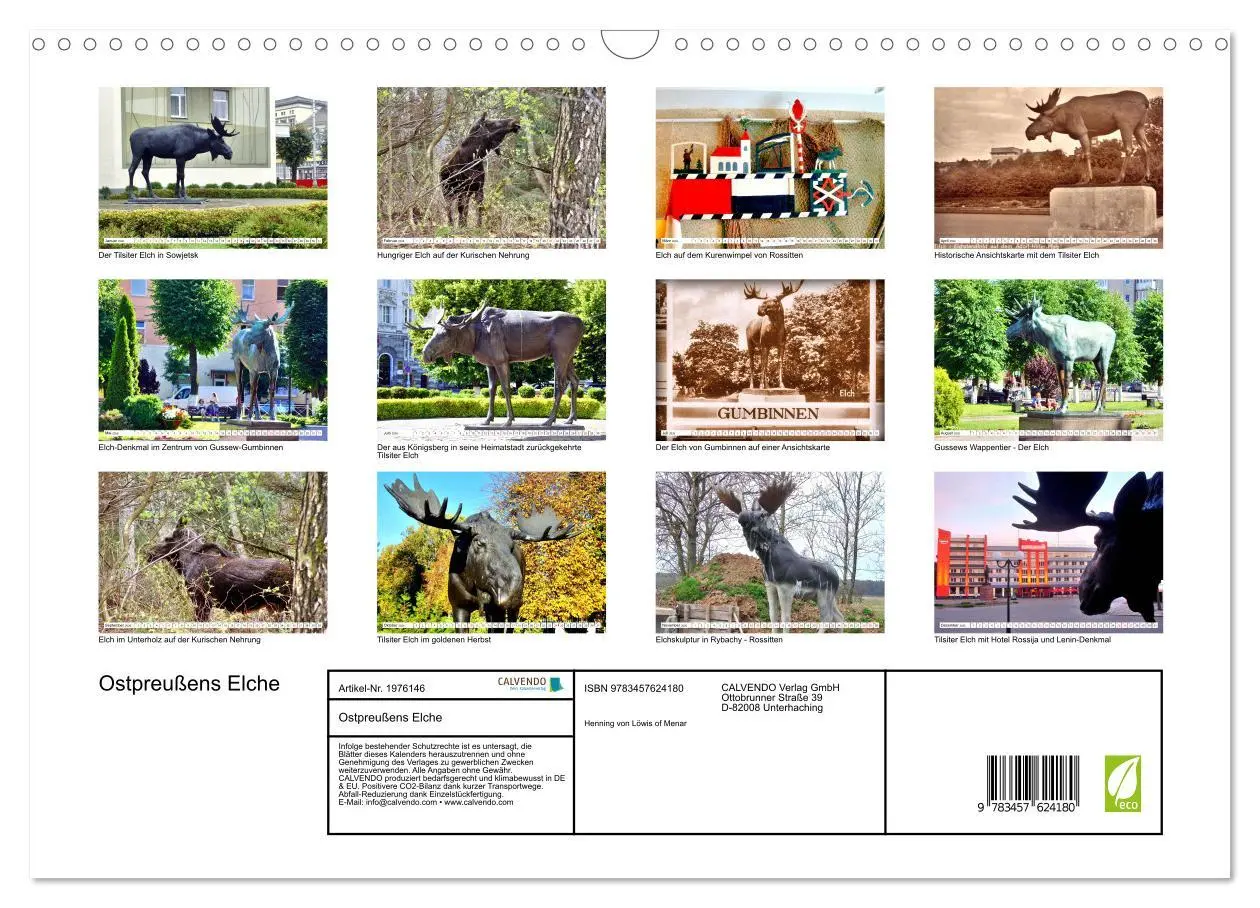 Bild: 9783457624180 | Ostpreußens Elche (Wandkalender 2026 DIN A3 quer), CALVENDO...