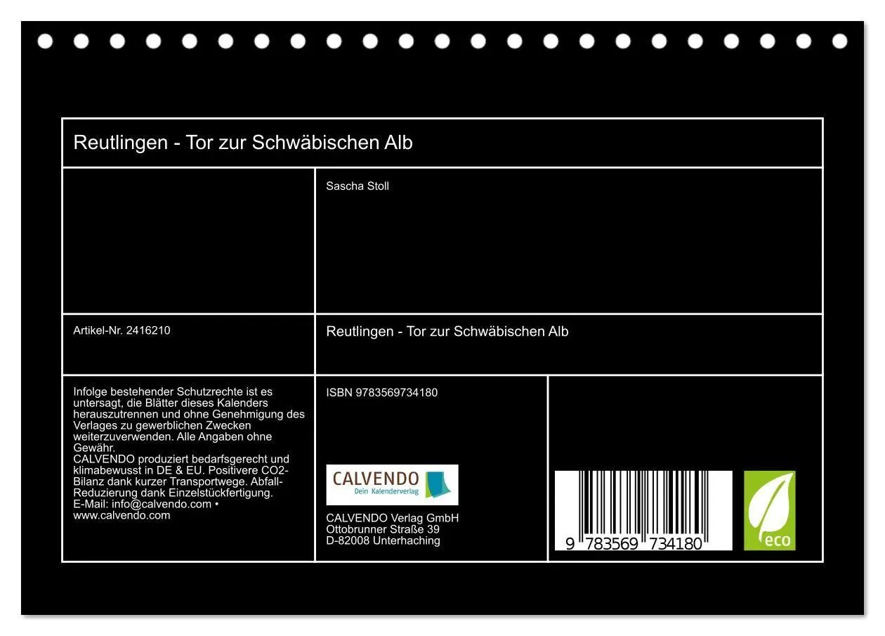 Bild: 9783569734180 | Reutlingen - Tor zur Schwäbischen Alb (Tischkalender 2027 DIN A5...