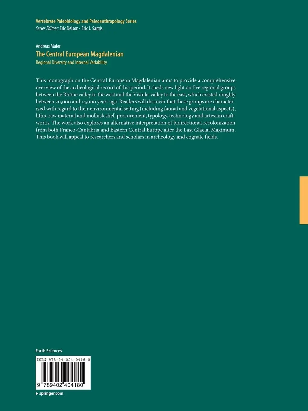 Rückseite: 9789402404180 | The Central European Magdalenian | Andreas Maier | Taschenbuch | 2016