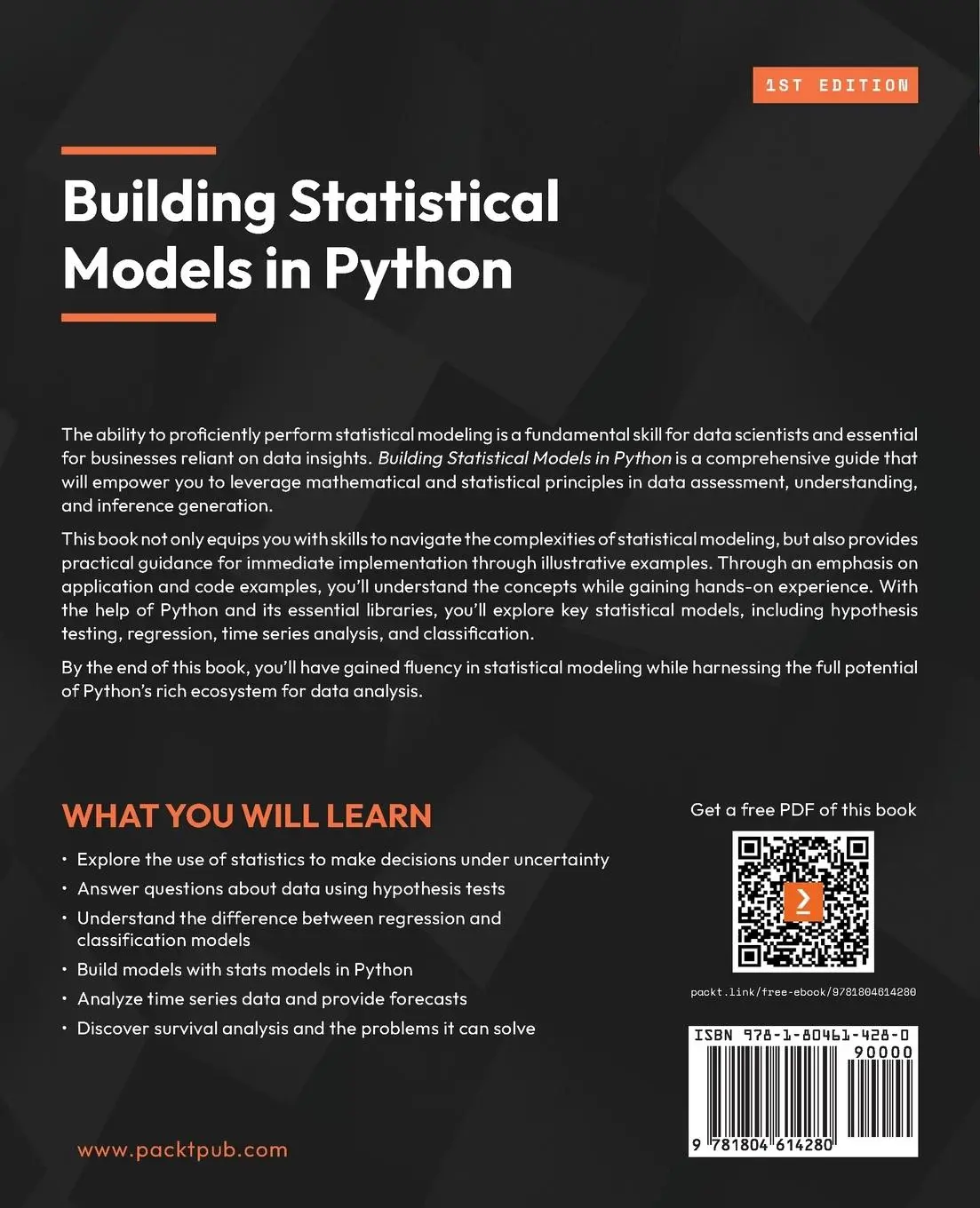 Rückseite: 9781804614280 | Building Statistical Models in Python | Huy Hoang Nguyen (u. a.)