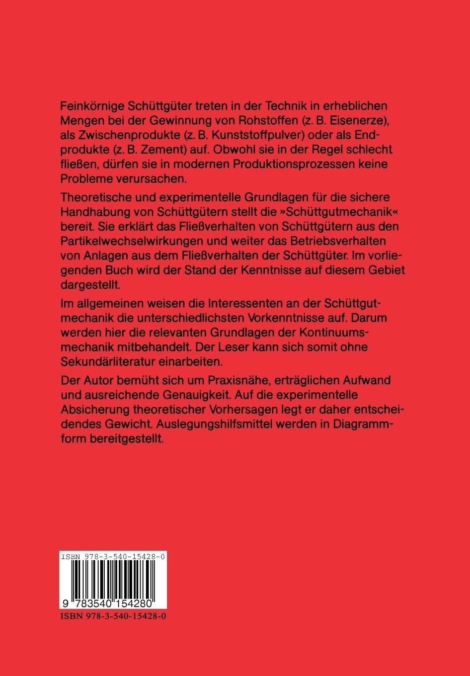 Rückseite: 9783540154280 | Schüttgutmechanik | Otto Molerus | Taschenbuch | xii | Deutsch | 1985