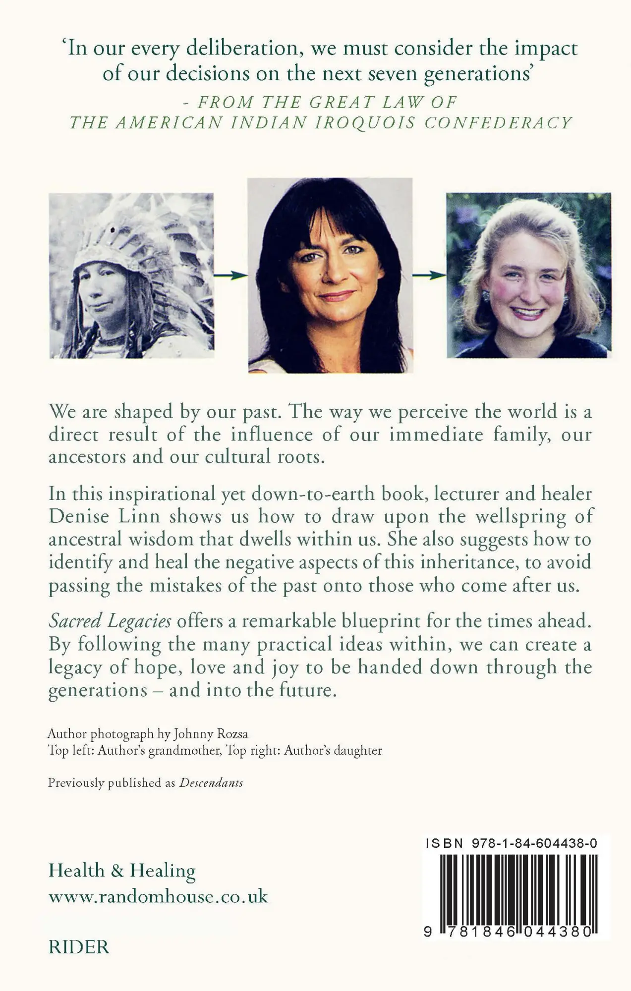 Rückseite: 9781846044380 | Sacred Legacies | Denise Linn | Taschenbuch | Englisch | 2014 | Rider