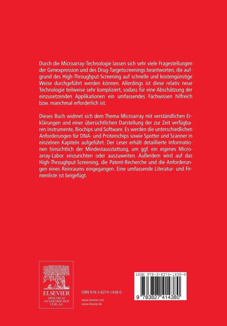 Rückseite: 9783827414380 | Der Experimentator: Microarrays | Thomas Röder (u. a.) | Taschenbuch